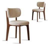 Set of 4 Mid Century Modern Velvet Dining Chairs Thick Flannel Fabric Cushioned Wood Dining Room Chairs with No Armrests Walnut Finish for Kitchen and Dining