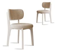 Set of 4 Mid Century Modern Velvet Dining Chairs Thick Flannel Fabric Integrated Sponge Cushion No Armrests Stylish Wood Dining Chair for Kitchen & Dining Room White + 2 PCS