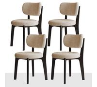 Set of 4 Mid Century Modern Velvet Dining Chairs Thick Flannel Fabric Integrated SpongeNo Armrests Stylish Black & Beige for Kitchen & Dining Room