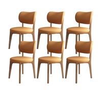 Set of 4 Mid Century Modern Wooden Dining Chairs PU Leather Cushioned Seats Stylish Light Walnut Finish for Kitchen Dining Room Living Room & Study Room