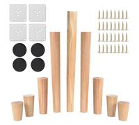 Set of 4 MidCentury Modern 228 Inch Round Solid Wood Table Legs Replacement for Chairs Desks Sofas Dining Benches Coffee Tables (4.8''/12cm)