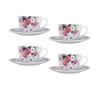 Set of 4 Mikasa Clovelly Porcelain 240ml Teacups and Saucers Mikasa White One Size