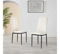 Set of 4 Milan Faux Leather High Back Dining Chairs With Industrial Black Metal