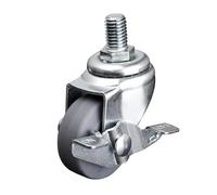 Set of 4 Mini Duty 2-inch Threaded Brake Caster Wheels 30kg Load Capacity TPE for Pedestal & Filing Cabinets - & Smooth Rolling Ideal for Office & Home Use