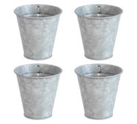 [Set Of 4] Mini Galvanised Metal Round Plant Pots Potting Seed Seedling Planters Covers