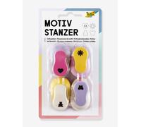 Set of 4 Mini Pattern Hole Punches, ALL YEAR by Folia Pattern multicoloured