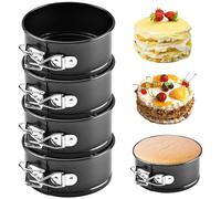 Set of 4 Mini Springform Cake Pan Set, 4 Inch, Stainless Steel, Round Baking Tins with Non-Stick Coating and Removable Bottom, for Cheesecakes, Pies, Quiches, and More