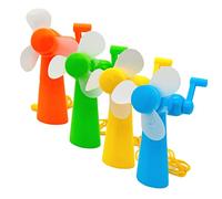 Set of 4 Mini Travel Fan Hand Fan with Crank, Cooling for On the Go without Battery