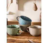 Set of 4 Mix-Match Colour Large Stoneware Cups Coffee Mugs Dibor Multi 4 Pack