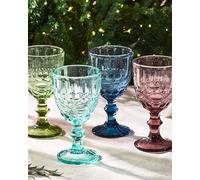 Set of 4 Mix Match Coloured Drinking Glasses Wine Goblets Festive Christmas Decor Glassware 350ml Dibor Multi 4 Pack