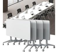 Set of 4 Mobile Folding Conference Tables with Lockable WheelsIdeal for Office Meetings Home Offices Seminars and MultiPurpose SpacesVersatile and Easy to Store