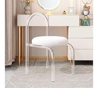 Set of 4 Modern Acrylic Dining Chairs with Velvet Upholstery and Clear Legs - Stylish for Kitchen, Dining Room, Bedroom, or Vanity - Versatile Bar Stool Alternative