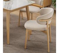 Set of 4 Modern Beige Upholstered Dining Chairs Stylish Kitchen Side Chairs with Footrests Comfortable Farmhouse Furniture for Home & Dining Room Decor