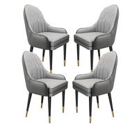 Set of 4 Modern Cement Grey Microfiber Leather Dining Chairs Stylish Versatile for Kitchen Bedroom Balcony Makeup & Dressing Table Elegant Light Grey Design