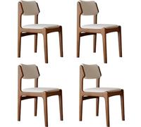 Set of 4 Modern Dining Chairs Ergonomic Oak Frame ScratchResistant PU Leather Upholstery Chic White & Walnut Finish for Kitchen & Living Room Décor