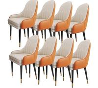 Set of 4 Modern Dining Chairs, Upholstered Faux Leather Accent Chairs for Kitchen & Dining Room, Sturdy Metal Legs, Stylish & Comfortable Seating