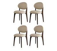 Set of 4 Modern Dining Chairs with Solid Wood Legs Upholstered in Light KhakiStylish for Dining Room Living Room and KitchenDark Walnut Finish