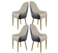 Set of 4 Modern Faux Leather Chairs with Thick Cushions and Gold Metal Base Stylish Side Chairs for Kitchen and Living Room Home Decor