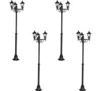 4 PACK IP44 Outdoor Bollard Light Black Cast Aluminium 3 Arm 60W E27 Post