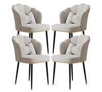 Set of 4 Modern Luxury Velvet Dining Chairs with Carbon Steel Legs Stylish Backrest Ideal for Manicure Office and Makeup Desk Elegant White Finish