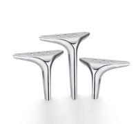 Set of 4 Modern Metal Triangle Furniture Legs - Heavy Duty 25CM Diamond Feet for DIY Dresser, Coffee Table, Desk, Couch, Wardrobe, Bookcase - Bright Silver Finish