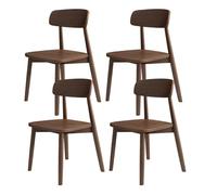 Set of 4 Modern Oak Dining Chairs with Curved Backrest Sturdy Wooden Design for Kitchen & Living Room 44cm Seat Width Dark Walnut Finish