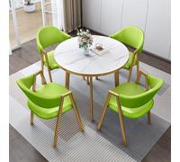 Set of 4 Modern Round Green Grass Tables and Chairs for Balcony, Living Room, Dining Room, Office, Reception, Meeting Room - Stylish Outdoor/Indoor Furniture.