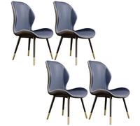Set of 4 Modern Scandinavian Dining Chairs Armrest Free Glamorous Leather Wingback Design Matte Finish for Kitchen & Dining Room Stylish & Comfortable