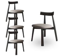 Set of 4 Modern Solid Oak Dining Chairs with Upholstered Seats Elegant Design for Kitchen & Dining Room Durable Black Finish for Stylish Home Décor
