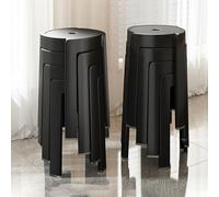 Set of 4 Modern Stackable Dining Chairs, 18.1" Round Plastic Stools, Single Molded Design, Ideal for Home, Classroom, Indoor & Outdoor Use (Black)