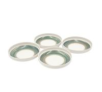 Set of 4 Modern stylish stackable Porcelain dishes microwave dishwasher safe (Fossil, Deep Plate)