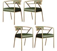Set of 4 Modern Upholstered Dining Chairs Leather Curved Backrest Design Stylish Green Chairs for Dining Room Contemporary Furniture for Home Decor