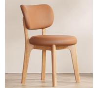 Set of 4 Modern Upholstered Dining Chairs with Curved Backrest - Stylish Kitchen Stools No Arms Comfortable Design for Home & Living Room Natural Wood Finish