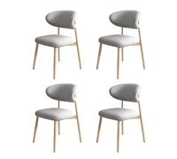 Set of 4 Modern Upholstered Wooden Dining Chairs Solid Wood Frame Light Grey Fabric Stylish Dining Room Furniture for Home Kitchen & Dining Area