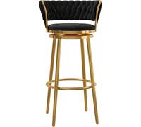 Set of 4 Modern Velvet Bar Stools with Backrest & Footrest - Stylish Kitchen Island Chairs for Home, Pub, Dining Room - Black Upholstered Seating