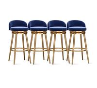 Set of 4 Modern Velvet Bar Stools with Gold Legs Low Back Counter Chairs for Kitchen Island Dining 25.6'' Height Stylish Upholstered Breakfast Bar Chairs