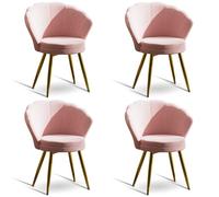 Set of 4 Modern Velvet Dining Chairs with Floral Design, Upholstered Armrest Kitchen Chairs, Sturdy Metal Legs, Stylish Lounge Seating for Dining Room