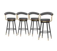 Set of 4 Modern Velvet Swivel Bar Stools, Stylish Grey Kitchen Counter Chairs with Hollow Back Design, 65cm Seat Height, Perfect for Home Decor and Dining Spaces