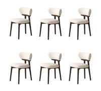 Set of 4 Modern Wooden Dining Chairs with Comfortable Backrest Easy Care Dark Walnut & Beige Stylish Dining Room Furniture for Home Kitchen & Dining Area