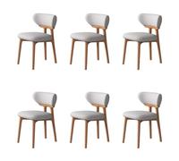 Set of 4 Modern Wooden Dining Chairs with Comfortable Backrest Easy Care Light Walnut & Grey Upholstery Perfect for Dining Room Kitchen and Living Area.