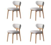 Set of 4 Modern Wooden Dining Chairs with Comfortable Backrest Easy Clean Light Grey Upholstery Stylish Wood Finish for Dining Room or Kitchen