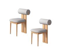 Set of 4 Modern Wooden Dining Chairs with Padded Seats and Comfortable Backrest Original Wood Color & Light Grey Stylish Furniture for Dining Room