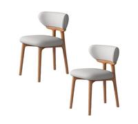Set of 4 Modern Wooden Dining Room Chairs with Comfortable Backrest Easy to Clean Light Walnut & Light Grey Stylish Seating for Dining Area or Kitchen