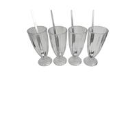 Set of 4 Morocco Knickerbockerglory Glass - American Diner Style Soda Fountain Milkshake Glasses Enjoy a Vintage Dessert Experience Classic American Diner-Style Soda Fountain Glasses.