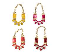 Set of 4 Moti Mala for Laddu Gopal/Devi Maa/Radha Krishna/Indian Traditional God Goddess Haar Sringar Set Deities jewellary Janmashtami All God Idol Statue (Size:- 1 Inches )(Red,Pink,Orange Yellow)