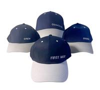 Set of 4 Nautical CAPS | Commodore, Engineer, First Mate and Crew for The Whole Team | Crew | Narrow Boat Accessories | Boating Accessories Blue