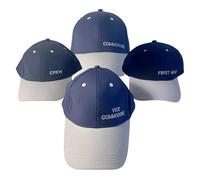 Set of 4 Nautical CAPS | Commodore, Vice Commodore, First Mate and Crew for The Whole Team | Crew | Narrow Boat Accessories | Boating Accessories Blue
