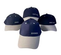Set of 4 Nautical CAPS | Engineer, Captain, Crew & First Mate for The Whole Team | Crew | Narrow Boat Accessories | Boating Accessories Blue