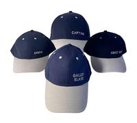 Set of 4 Nautical CAPS | Galley Slave, Captain, Crew & First Mate for The Whole Team | Crew | Narrow Boat Accessories | Boating Accessories Blue