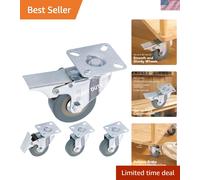 H&S 4 Castor Wheels Heavy Duty 50mm Rubber Swivel Trolley Furniture Caster with Brakes